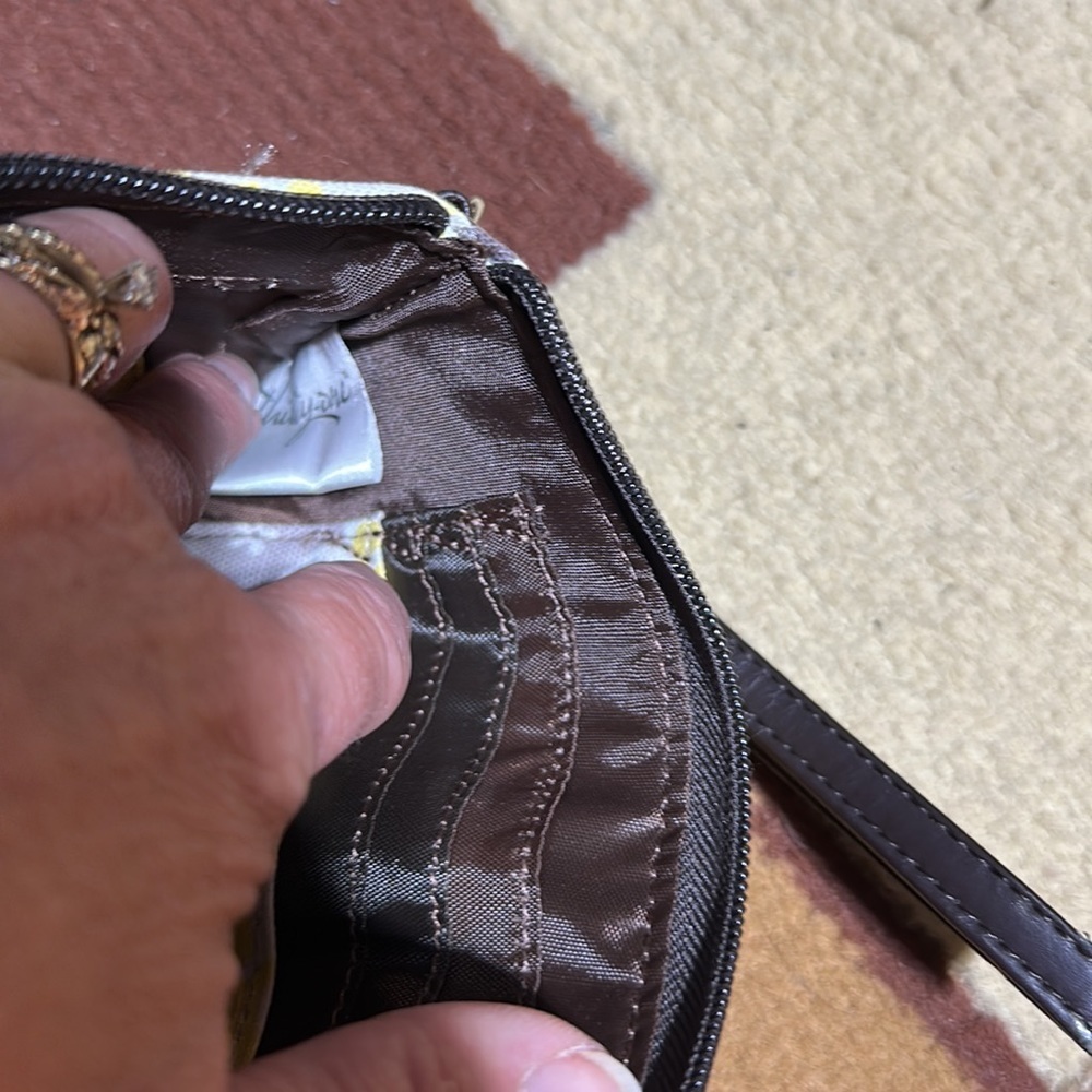 Thirty-One Yellow Gray Floral Zip Around Wristlet Wallet​​ - Picture 6 of 6